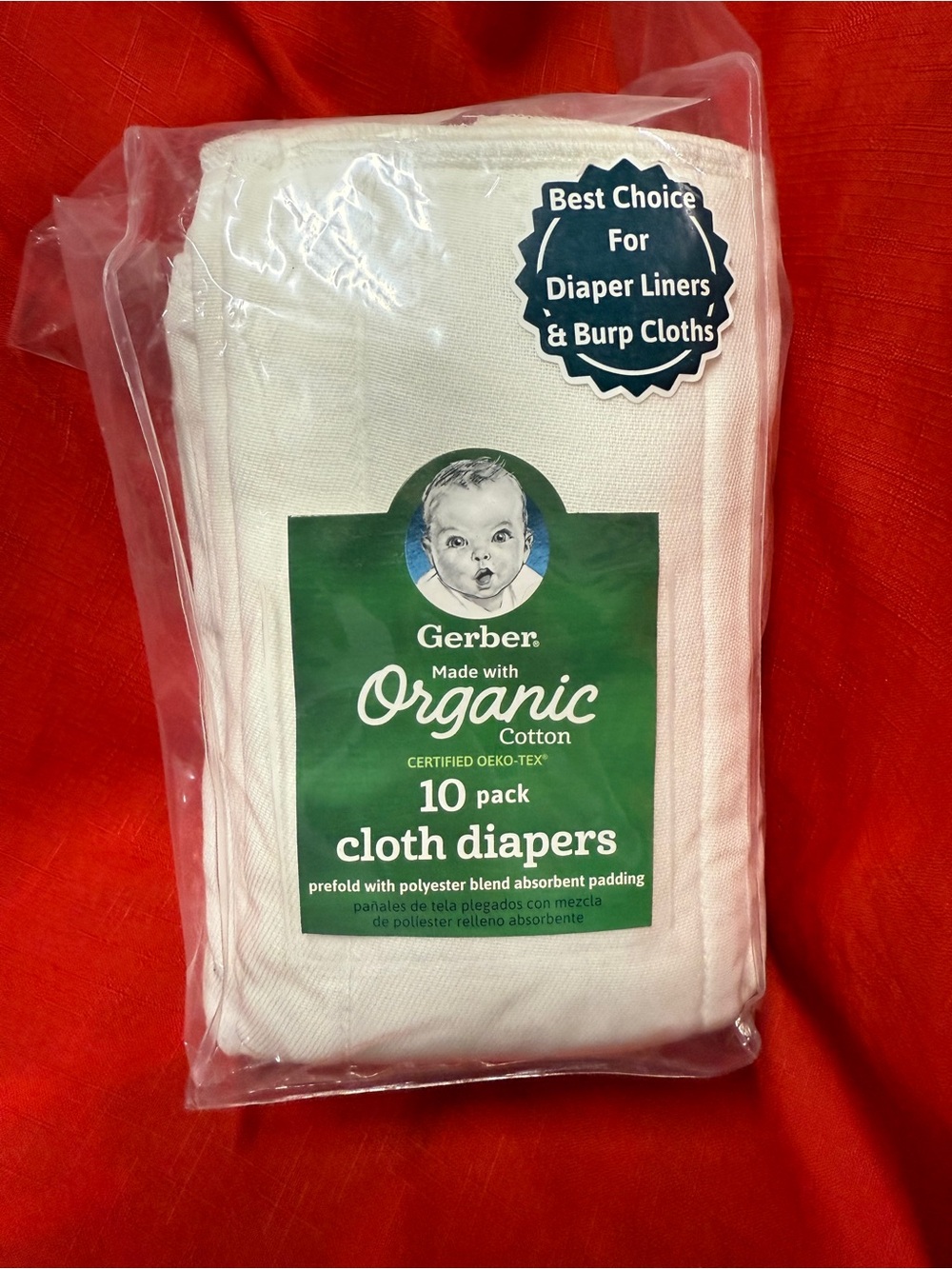 Gerber Organic White Cloth Diapers and Burp Cloths with 9 total